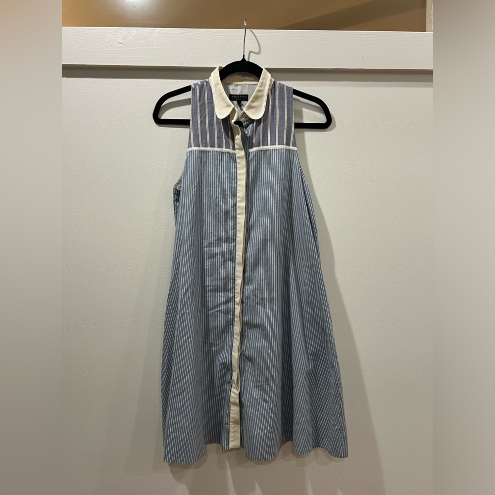 Rag & Bone Cream and Gray Collared Dress